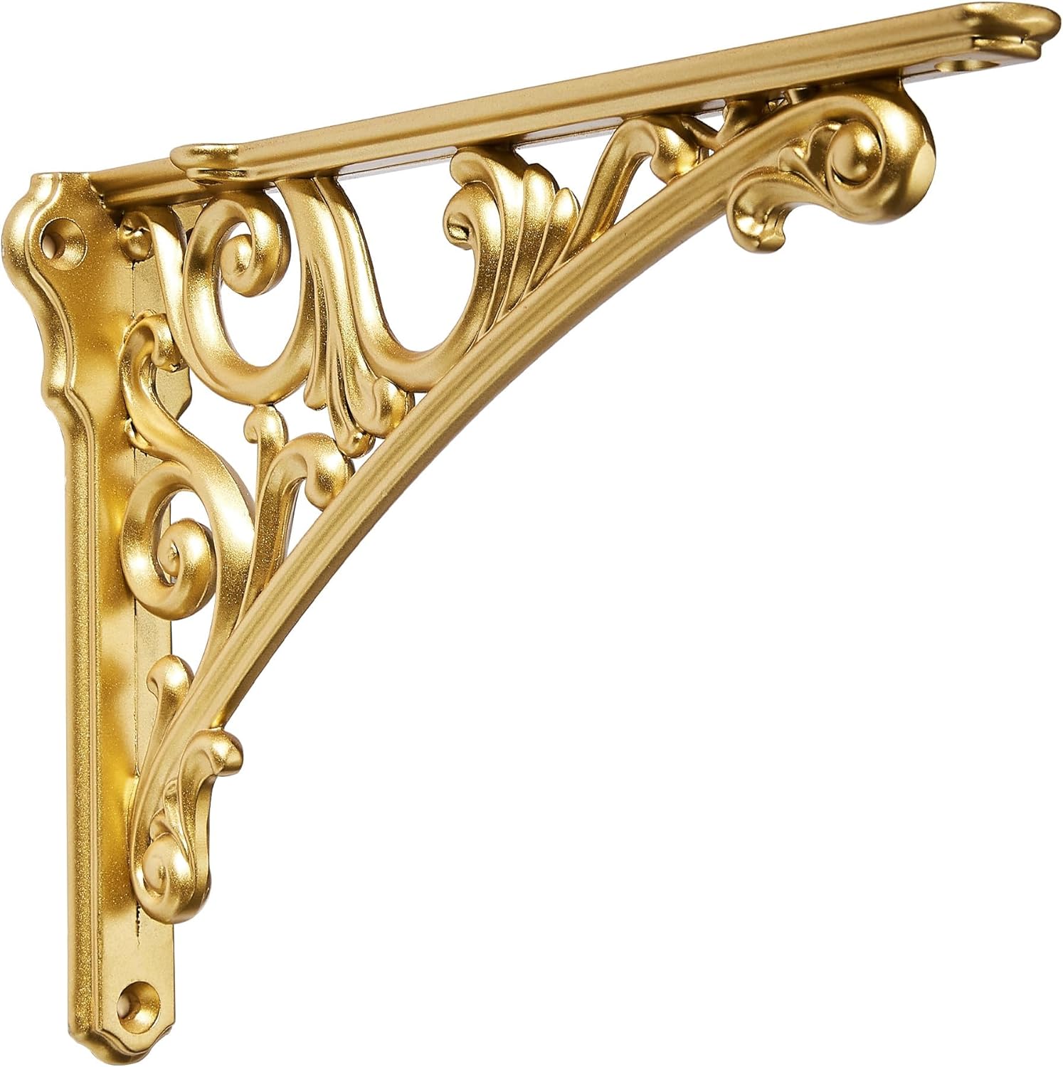 Shelf Bracket 12 Inch, Decorative Brackets for Shelving, Heavy Duty Vintage Ornate Shelf Bracket, Hardware Included, 2 Pack,Antique Gold Finish