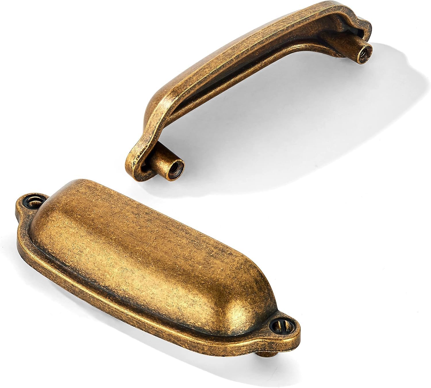 15 Pack 3" Bin Cup Drawer Pulls Antique Brass Cabinet Cup Pulls 3" Hole Center Classic Vintage Retro Drawer Handles Kitchen Cupboard Bathroom Dresser Cabinet Hardware Zinc Alloy