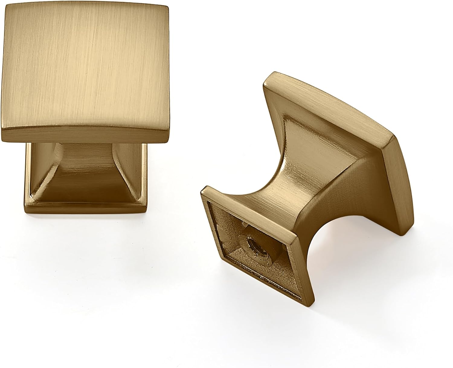 10 Pack 1 inch Champagne Bronze Cabinet Knobs Zinc Satin Brass Square Drawer Pulls for Dresser Drawers