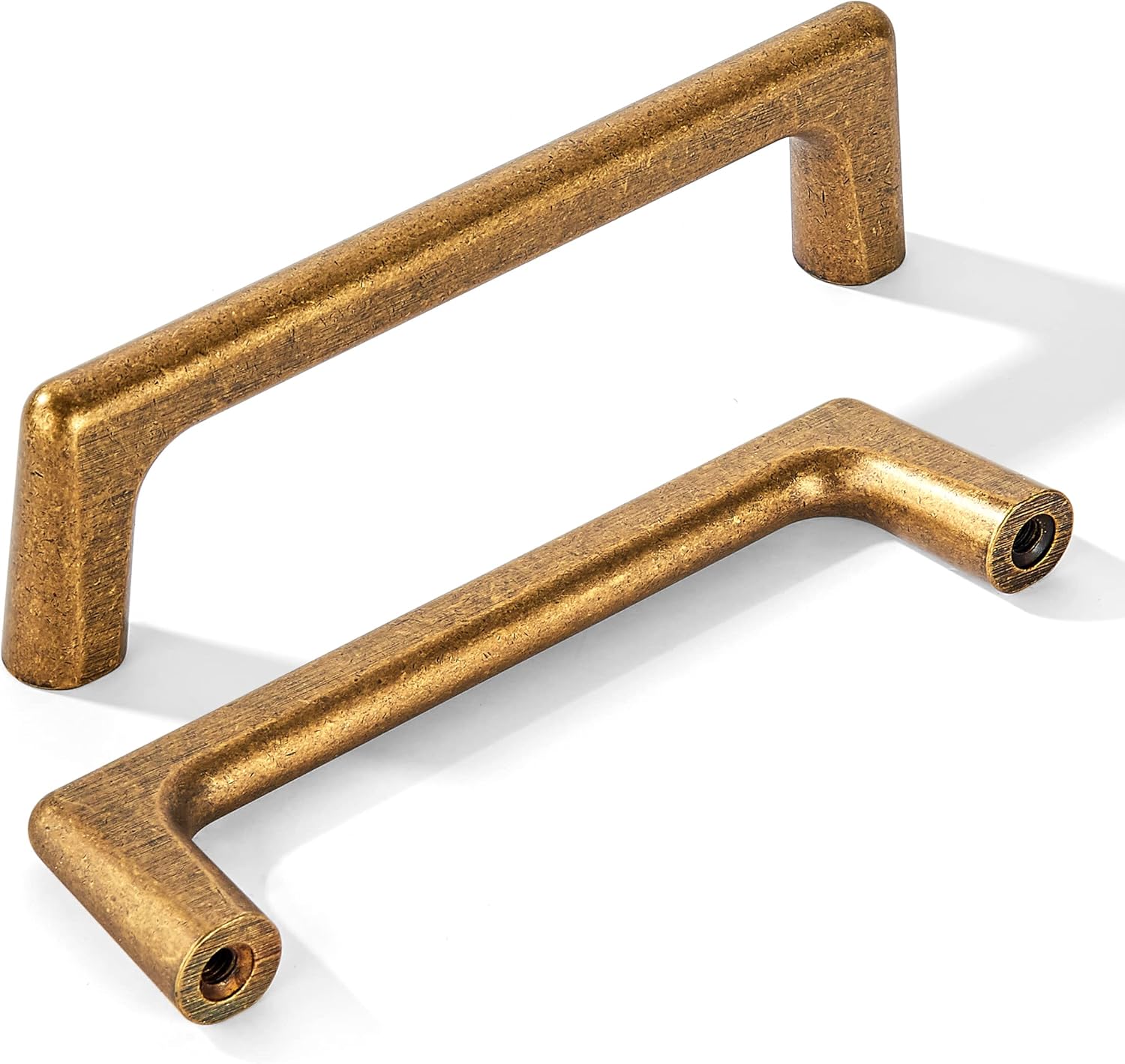 2 Pack 3 3/4 Inch(96mm) Hole Centers Vintage Antique Brass Kitchen Cabinet Pulls, Aged Brass Drawer Pulls Kitchen Cabinet Hardware for Cupboard Drawer Handles Dresser Retro Pulls
