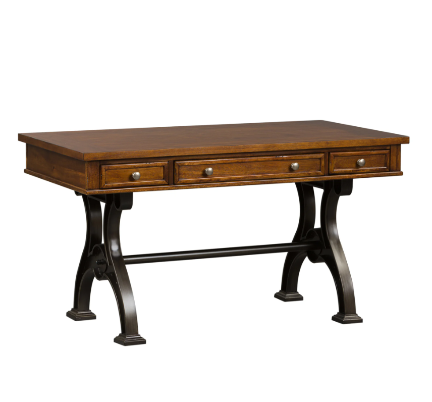 Brown 2pc Writing Desk And Credenza Set