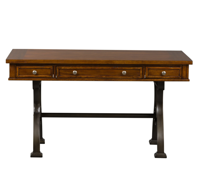 Brown 2pc Writing Desk And Credenza Set