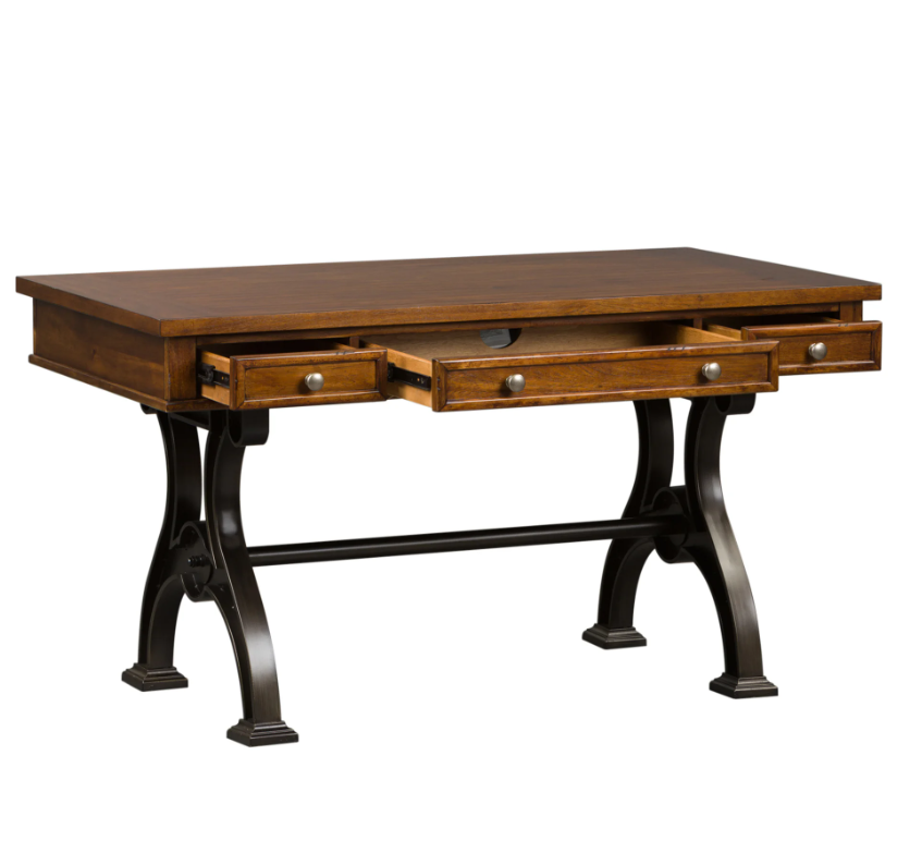 Brown 2pc Writing Desk And Credenza Set