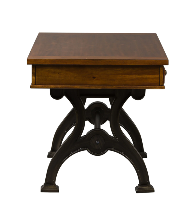 Brown 2pc Writing Desk And Credenza Set