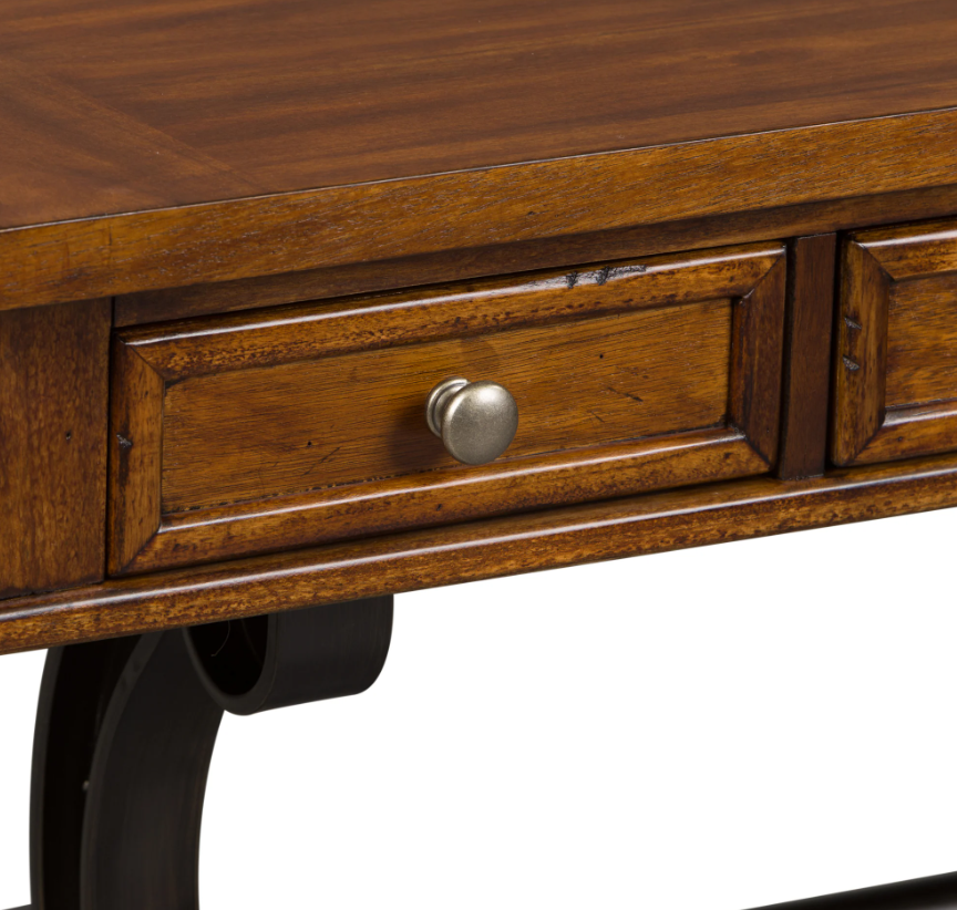 Brown 2pc Writing Desk And Credenza Set