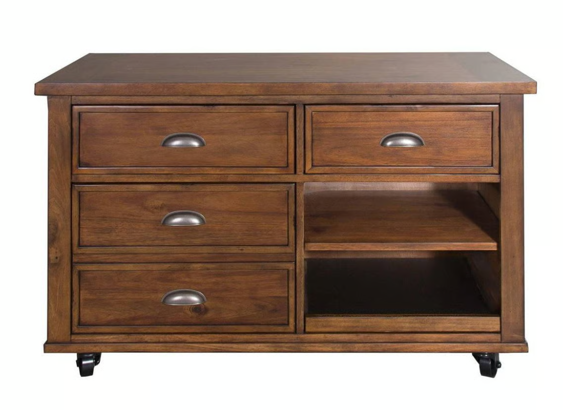 Brown 2pc Writing Desk And Credenza Set