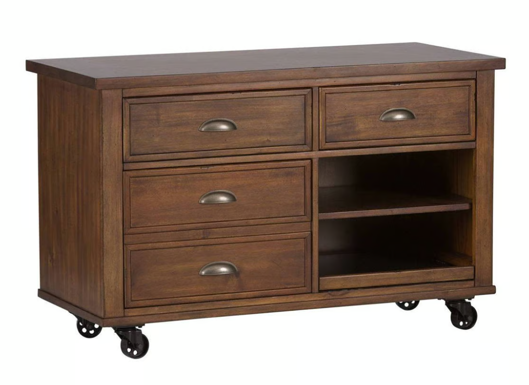 Brown 2pc Writing Desk And Credenza Set