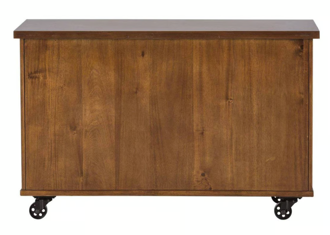 Brown 2pc Writing Desk And Credenza Set