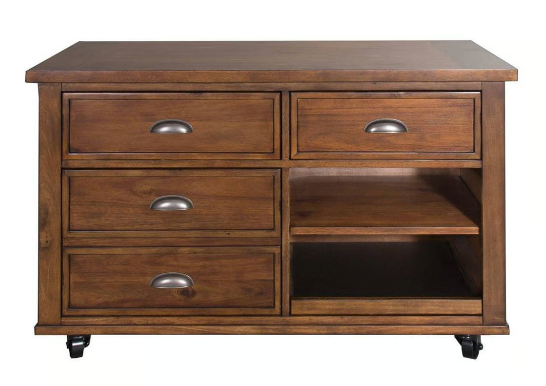 Brown 2pc Writing Desk And Credenza Set