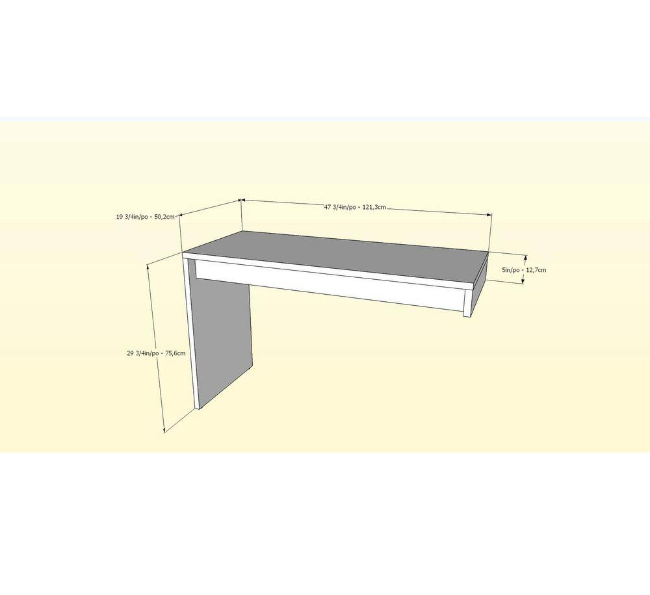 47.75 in. White Rectangular 3 -Drawer Writing Desk with Reversible Panel