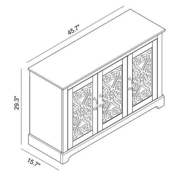 Dusty Gray Oak and Gray Stone Wood 45.7 in. 3-Door Sideboard with Adjustable Shelves