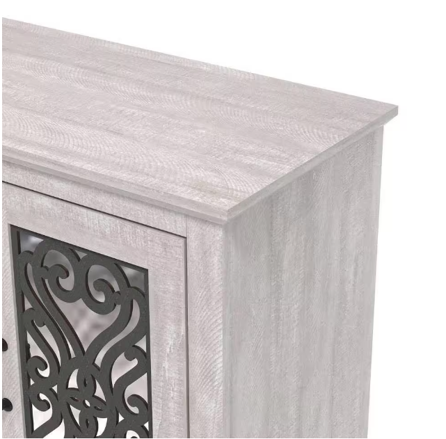 Dusty Gray Oak and Gray Stone Wood 45.7 in. 3-Door Sideboard with Adjustable Shelves