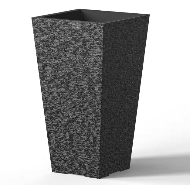 Large & Tall 27.57 in. High Square Charcoal Black Plastic Planter Pots for Indoor/Outdoor Plants (Set of 2)