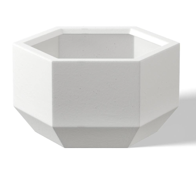 Lightweight 11 in. H Large Crisp White Geometric Concrete Plant Pot/Planter for Indoor and Outdoor