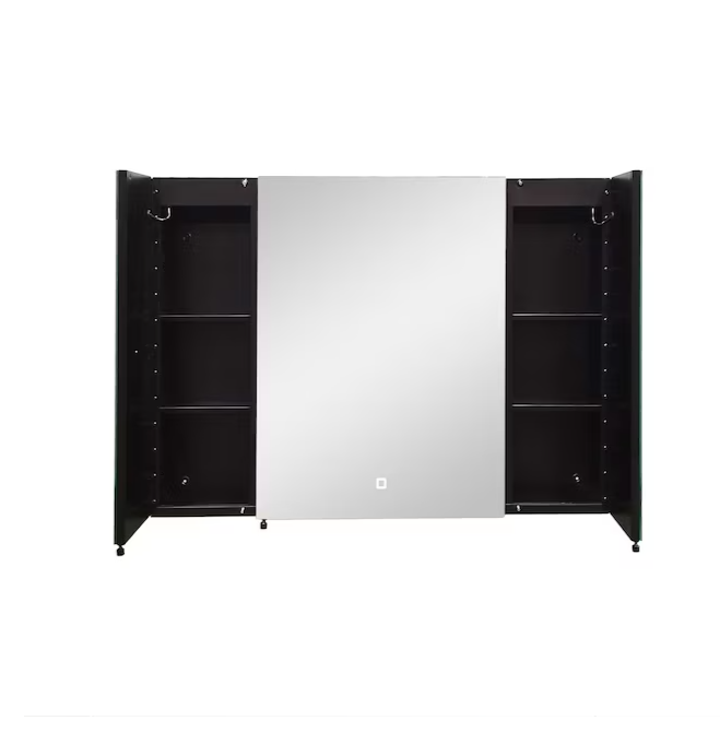 Medicine Cabinet 30-in x 26-in Lighted LED Fog Free Surface/Recessed Mount Black Mirrored Soft Close Medicine Cabinet