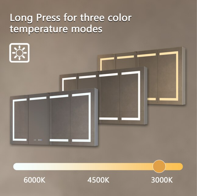 Bathroom Medcine Cabinet 60-in x 32-in Lighted LED Fog Free Surface/Recessed Mount Silver Mirrored Soft Close Medicine Cabinet