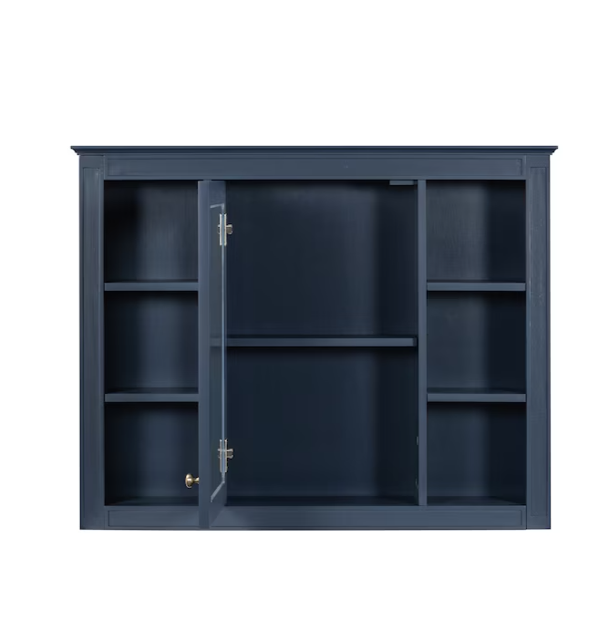 Medicine Cabinet 35-in x 27.5-in Surface Mount Navy Blue Mirrored Medicine Cabinet