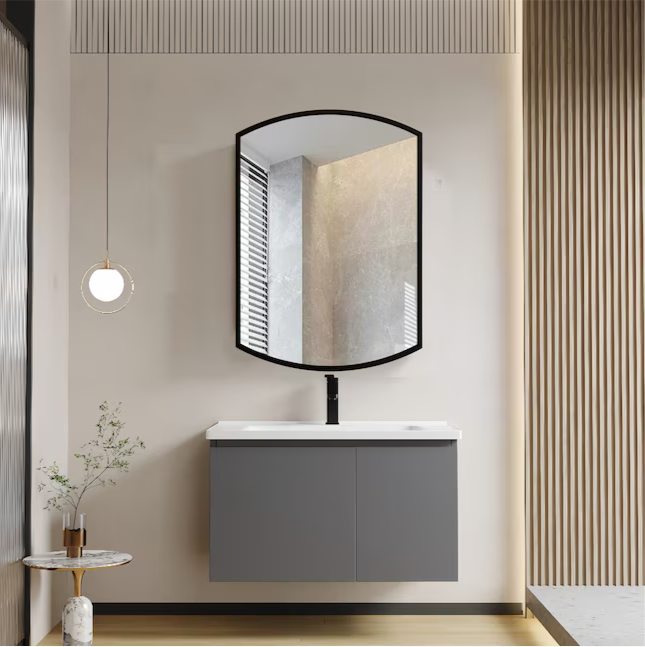 Medicine cabinet 22-in x 31-in Surface/Recessed Mount Black Mirrored Soft Close Medicine Cabinet