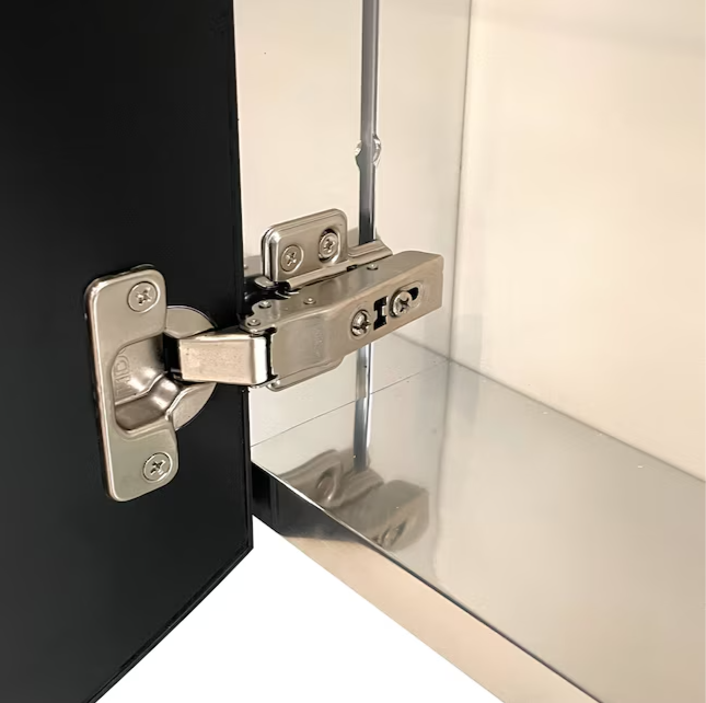 Medicine cabinet 22-in x 31-in Surface/Recessed Mount Black Mirrored Soft Close Medicine Cabinet