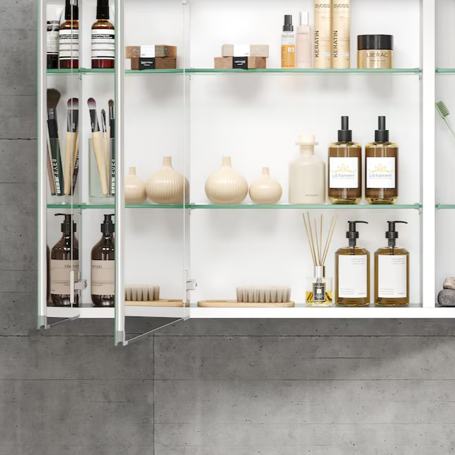 Medicine Cabinet 36-in x 26-in Surface/Recessed Mount Sliver Mirrored Soft Close Medicine Cabinet