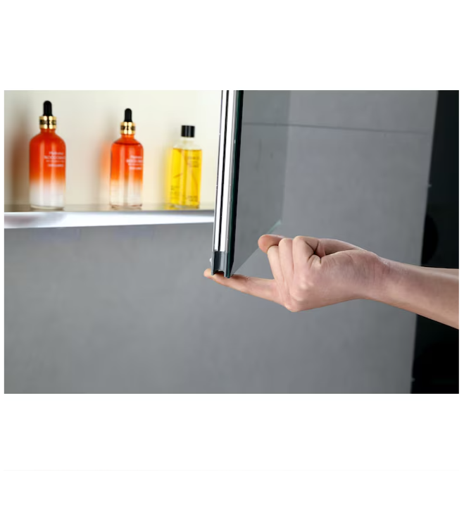 Medicine Cabinet 36-in x 26-in Surface/Recessed Mount Sliver Mirrored Soft Close Medicine Cabinet