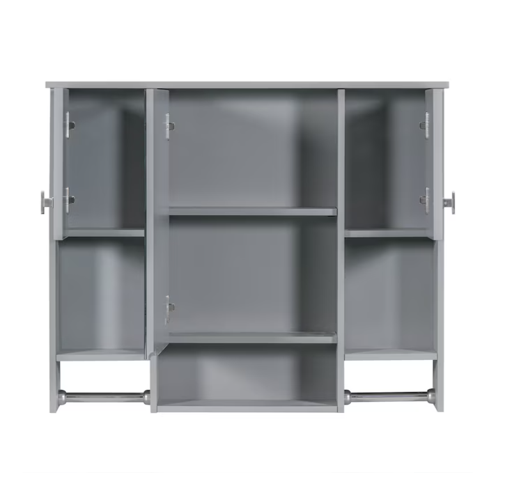 35-in x 28-in Surface Mount Grey Mirrored Soft Close Medicine Cabinet