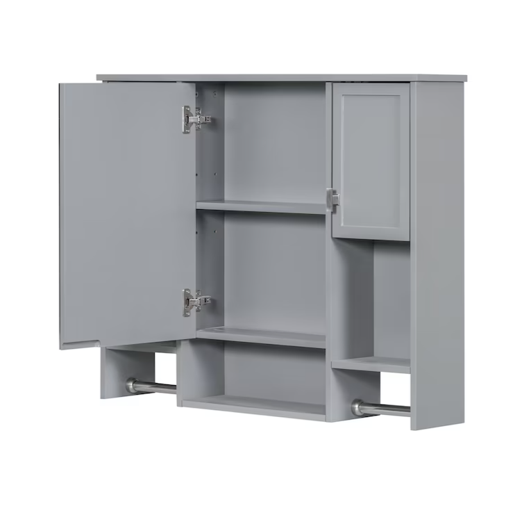 35-in x 28-in Surface Mount Grey Mirrored Soft Close Medicine Cabinet