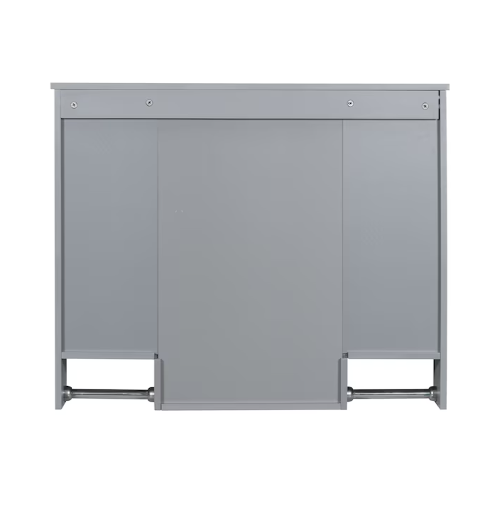 35-in x 28-in Surface Mount Grey Mirrored Soft Close Medicine Cabinet