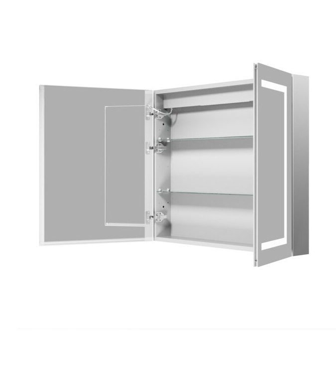 Bathroom Medcine Cabinet 36-in x 30-in Lighted LED Fog Free Surface/Recessed Mount Silver Soft Close Medicine Cabinet