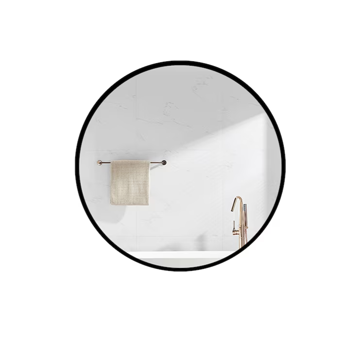 Wall Mount Medicine Cabinet 30-in x 30-in Surface Mount Black Mirrored Round Medicine Cabinet
