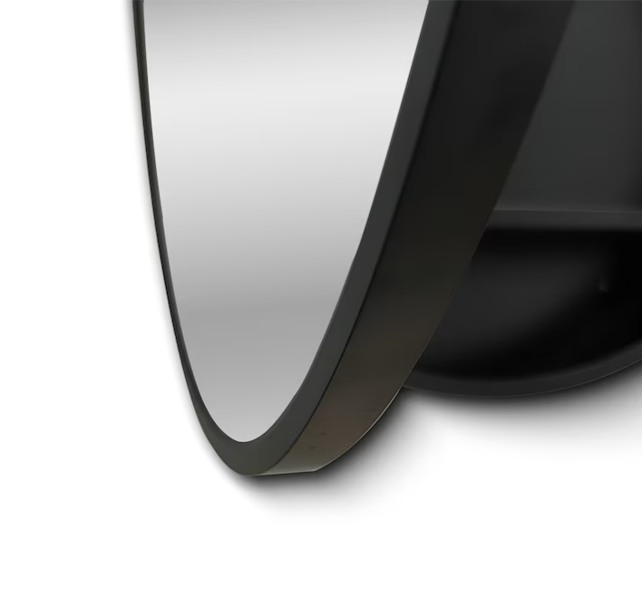 Wall Mount Medicine Cabinet 30-in x 30-in Surface Mount Black Mirrored Round Medicine Cabinet