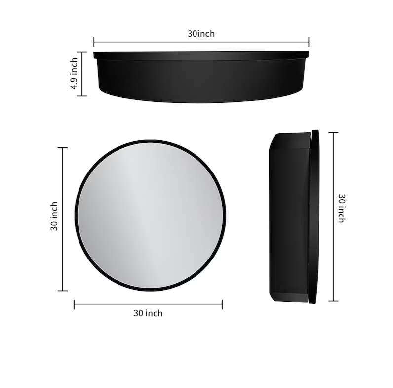 Wall Mount Medicine Cabinet 30-in x 30-in Surface Mount Black Mirrored Round Medicine Cabinet
