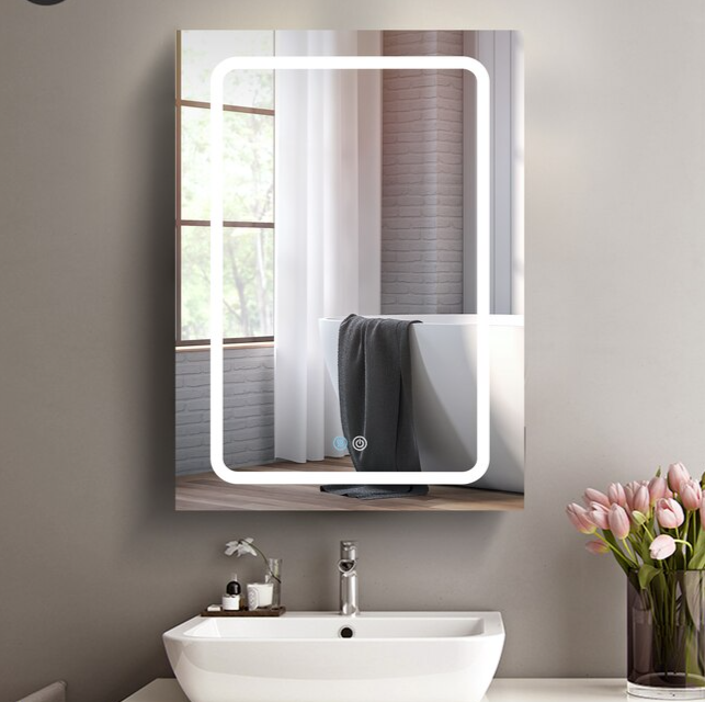 30-in x 20-in LED Fog Free Surface/Recessed Mount Black Mirrored Soft Close Medicine Cabinet