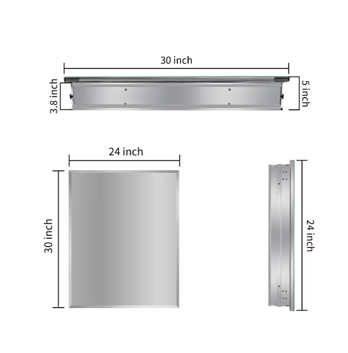 24-in x 30-in Surface/Recessed Mount Polished Mirrored Soft Close Medicine Cabinet