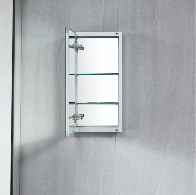 Bathroom Medicine Cabinets 15-in x 24-in Surface/Recessed Mount Silver Mirrored Soft Close Medicine Cabinet