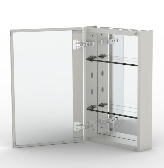 Bathroom Medicine Cabinets 15-in x 24-in Surface/Recessed Mount Silver Mirrored Soft Close Medicine Cabinet