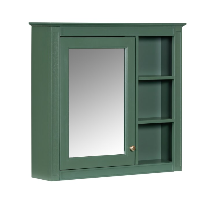 30-in x 28-in Surface Mount Green Mirrored Soft Close Medicine Cabinet