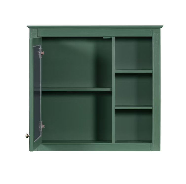 30-in x 28-in Surface Mount Green Mirrored Soft Close Medicine Cabinet