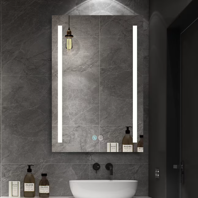 30-in x 20-in LED Fog Free Surface/Recessed Mount Black Mirrored Soft Close Medicine Cabinet