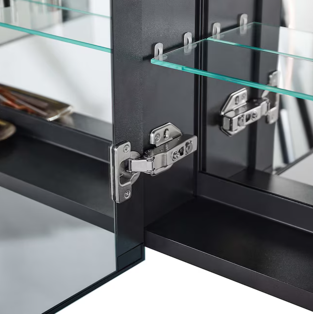 30-in x 20-in LED Fog Free Surface/Recessed Mount Black Mirrored Soft Close Medicine Cabinet