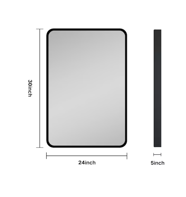 Medicine Cabinet 24-in x 30-in Surface/Recessed Mount Black Mirrored Medicine Cabinet