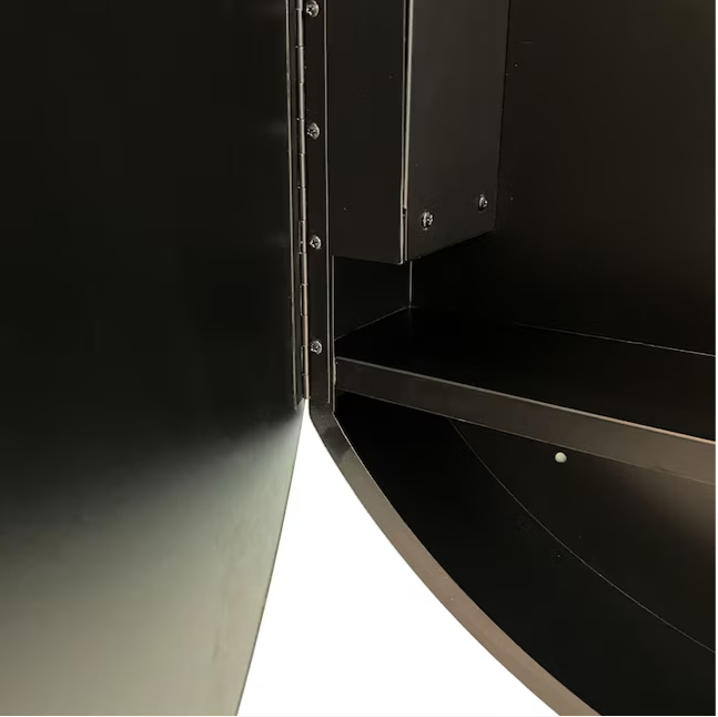 Round Medicine Cabinet 25-in x 26-in Lighted LED Fog Free Surface Mount Silver and Black Mirrored Round Medicine Cabinet