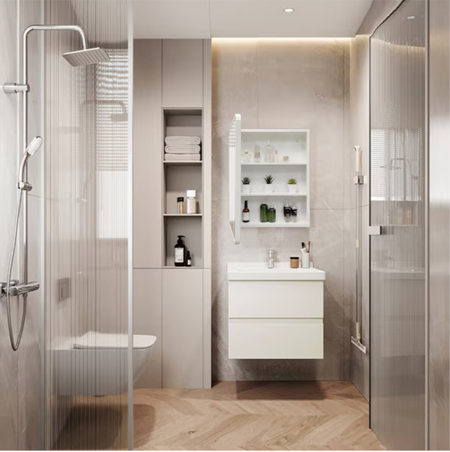 24-in x 32-in Surface/Recessed Mount White Mirrored Soft Close Medicine Cabinet