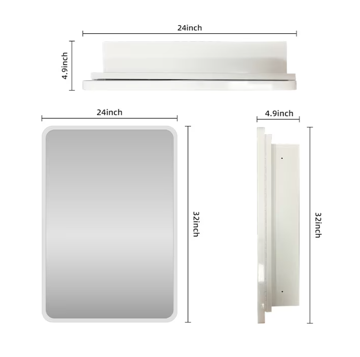 24-in x 32-in Surface/Recessed Mount White Mirrored Soft Close Medicine Cabinet