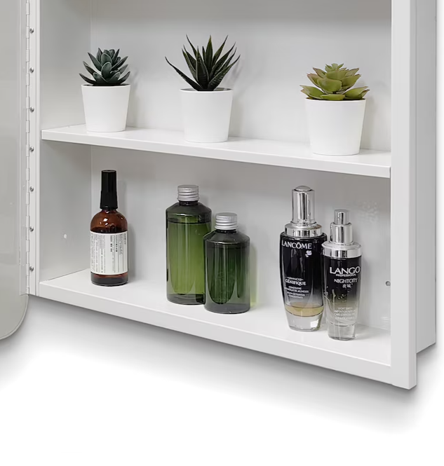 24-in x 32-in Surface/Recessed Mount White Mirrored Soft Close Medicine Cabinet