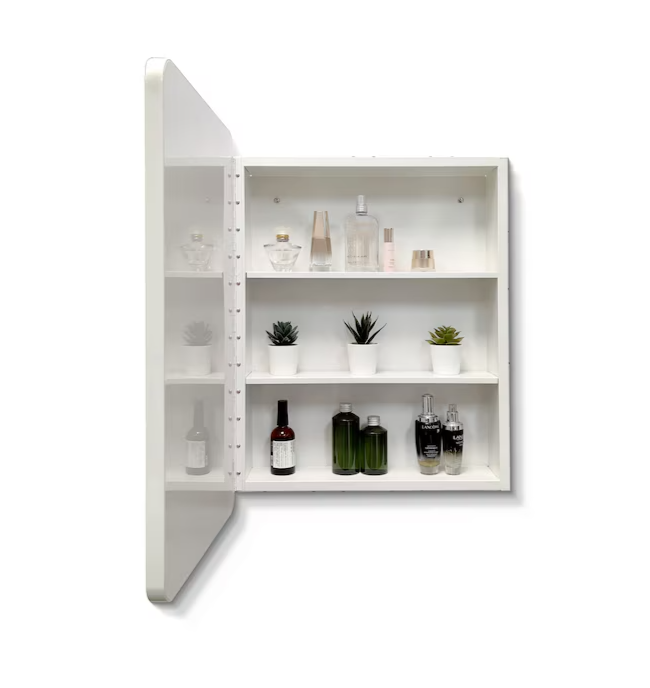 24-in x 32-in Surface/Recessed Mount White Mirrored Soft Close Medicine Cabinet