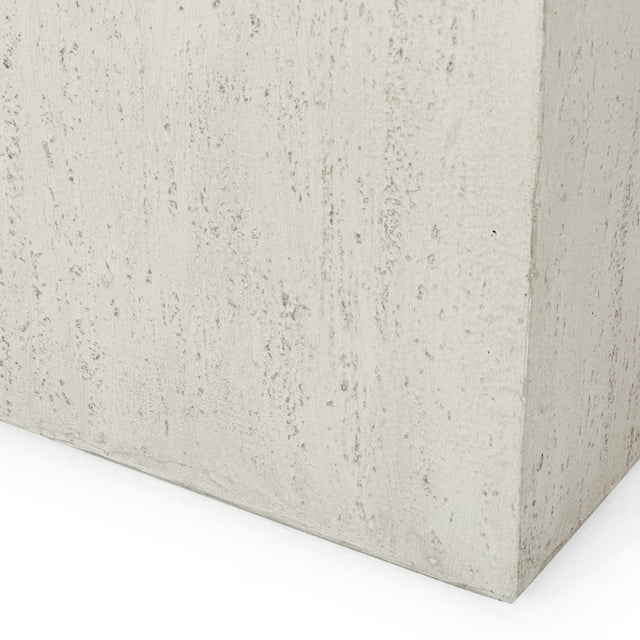 Outdoor Modern Cast Stone Rectangular Planter, White Medium