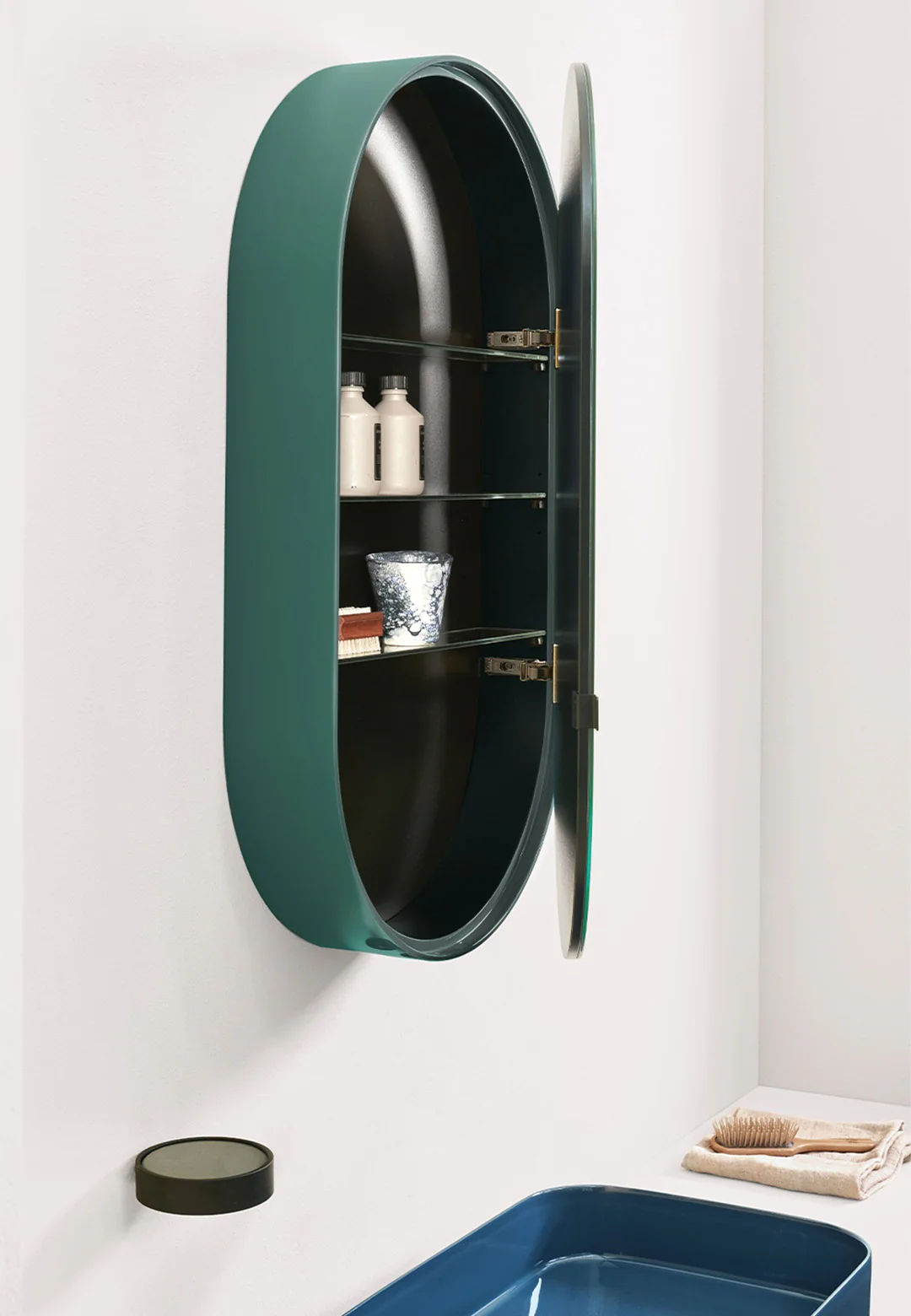 Oval Mirror Cabinet Wall Mounted Bathroom Cabinet Wooden Mirror Cabinet