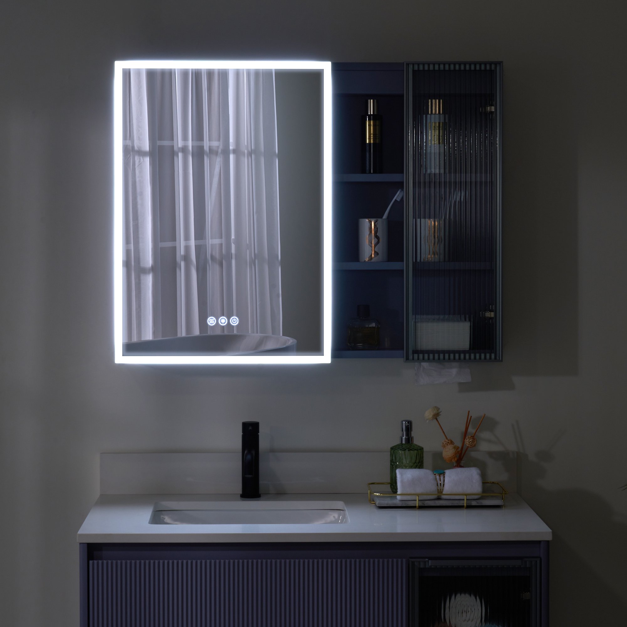 36 X 28 Inch LED Lighted Bathroom Medicine Cabinet with Mirror, Bathroom Vanity Mirror Cabinet
