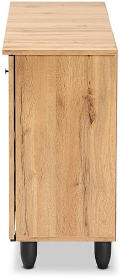 44 Inch Shoe Rack with 2 Doors, Brown Shoes Organizer